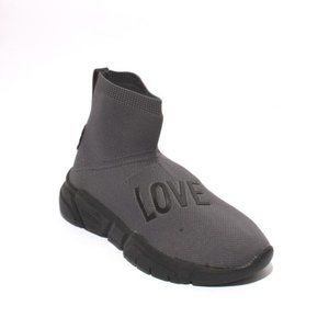 Moschino Gray Stretch-knit shaft High-Top Sport Sneakers